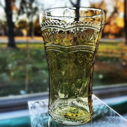 Federal Glass Patrician Spoke Amber Flat Tumbler 14oz Depression Glass Vintage