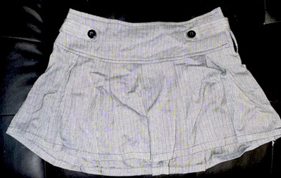 Amisu Gray Chevron Twill Mini Skirt Button Zip Women's Size 36