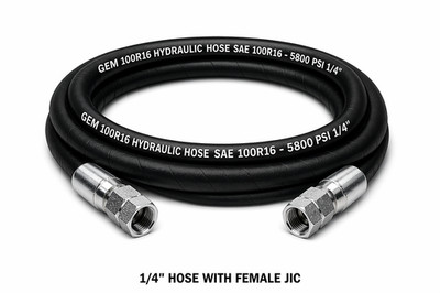 1/4'' 2 Wire 100R16 Hydraulic Hose Assembly JIC #4 Female Swivel Fitting PSI 5800
