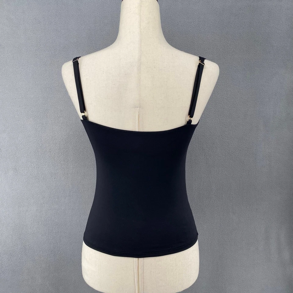 La Blanca Swim Tankini Top Womens 6 Black Adjustable Straps Ruched Front - Image 3 of 4