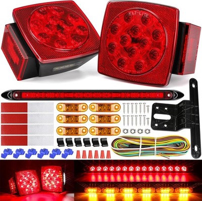 Boat LED Trailer Lights Kit and Light Bar with Wiring Harness Combined Stop, 