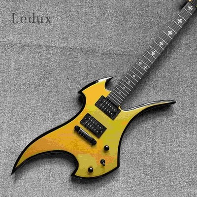 Electric Guitar Metallic Yellow Flower Inlaid  H-H Pickups Black Edging in stock