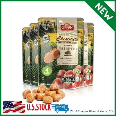Gefen Organic Whole Peeled and Roasted Chestnuts, 5.2oz (4 Pack) | Chestnuts Pee