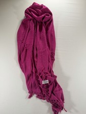 Pink Pashmina Scarf Womens Solid Fuchsia Rayon Wrap Shawl Fringe Boho Scarf