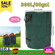 80 Gal Reusable Garden Waste Bags Yard Leaf Lawn Trash Waste Bag W/Flexible Hoop