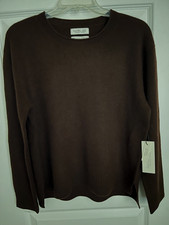 NEW w TAGS RACHEL ZOE SIZE LARGE CHOCOLATE BROWN CASHMERE CREW NECK SWEATER