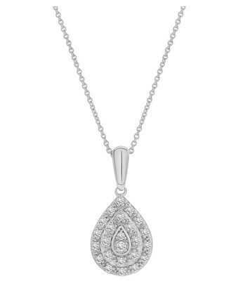 Macys ~ 1/4 Karat Diamant ~ Sterlingsilber ~ Tropfen Anhänger ~ 18'' Halskette ~ Neu mit Etikett