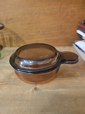 VISION WARE GRAB IT BOWL V-150-B INCLUDES PYREX GLASS LID P-150-C AMBER - H2