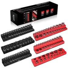 Magnetic Socket Organizer Set, 6 Pieces Magnetic Socket Holder 1/2", 1/4", 3/...