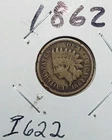 1862 Indian Head Cent / Civil War Era / Type Set Coin #I622