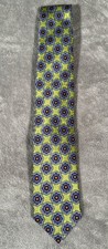 JZ Richards Neck Tie Green Blue Orange Men’s 100% Silk Geometric USA Made 60" L