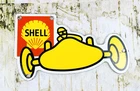 VINTAGE SHELL CAR RACING MOTOR OIL GAS PUMP STATION PORCELAIN GASOLINE SIGN