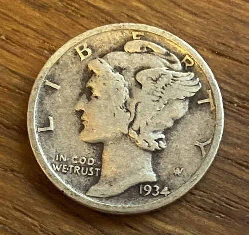 1934 Mercury Dime – Philadelphia Mint – 90% Silver – Historic U.S. Coin