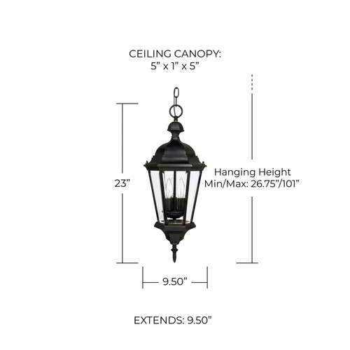 Capital Lighting Carriage House 23" High Black Outdoor Hanging Light - Picture 3 of 3