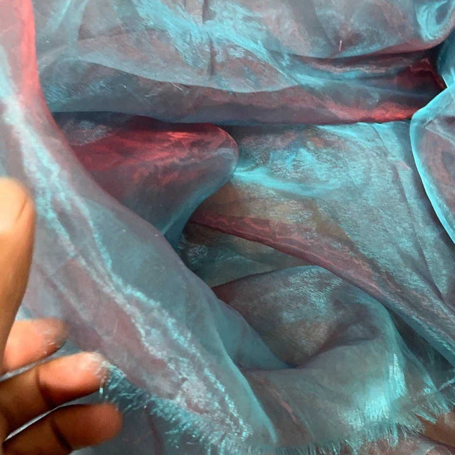 TWO-TONE Organza Fabric Party Draping Costumes Fancy Dress 60" TURQUOISE RED - Image 2 of 3