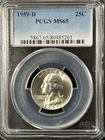 1959-D  25C Washington Quarter Dollar PCGS MS65   80485201