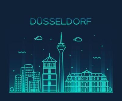 Wandbild: Dusseldorf Skyline Detaillierte Silhouette Trendy Vector [...]