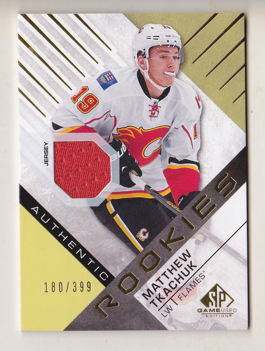 16-17 SP Game Used Matthew Tkachuk /399 Jersey Rookie GOLD Flames