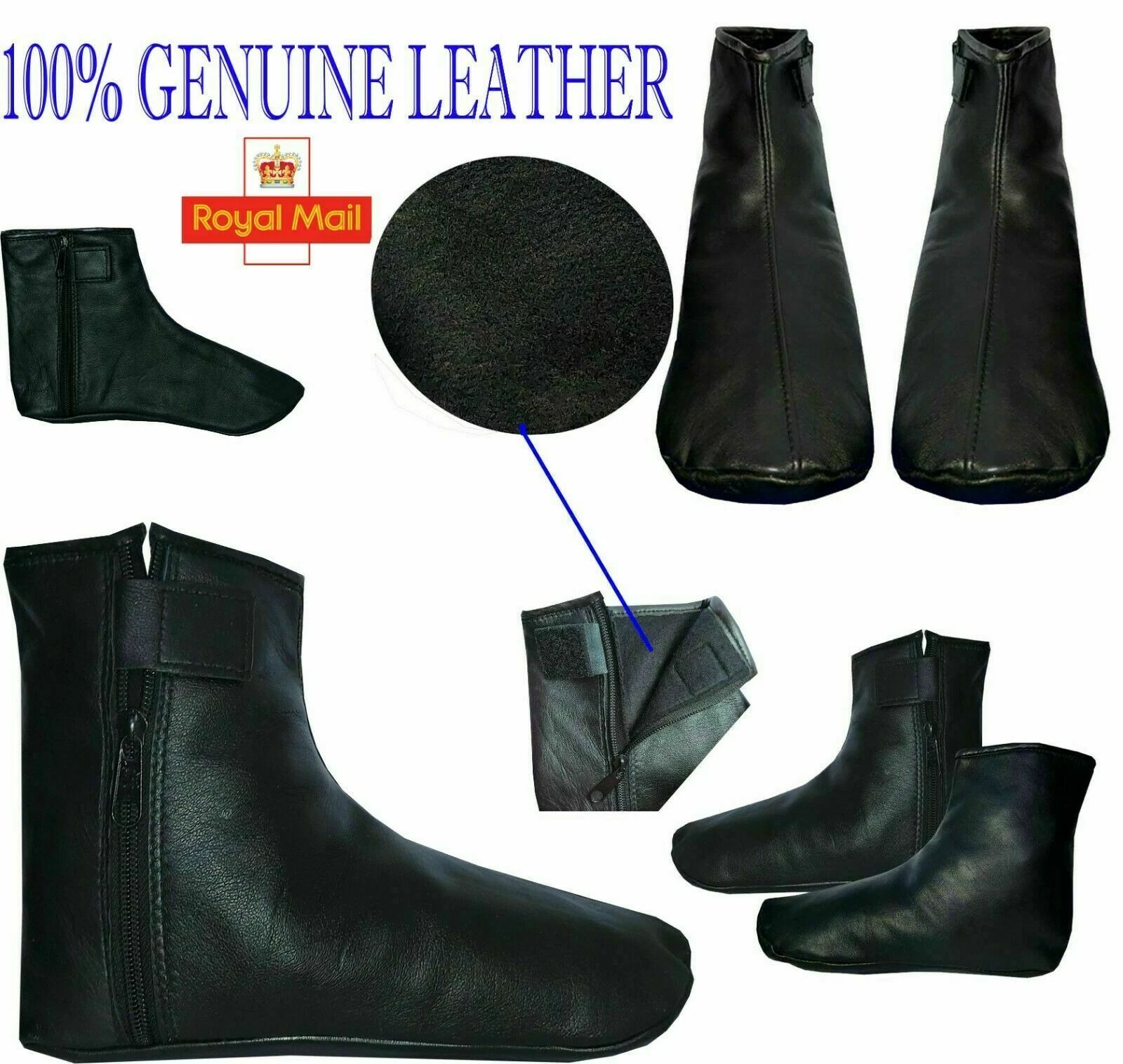 Mens Ladies Unisex Real Leather Black Socks Khuffs Khuffain for Hajj Umrah 5-11