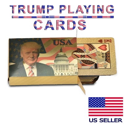 Waterproof Plastic Playing Cards Color Gold Foil Donald Trump Poker Deck Game