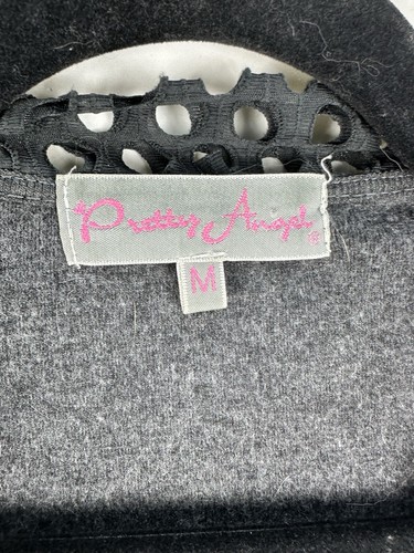 PRETTY ANGEL Size M Gray Lagenlook Silk Blend Handkerchief Hem w/Lace Sweater - Picture 2 of 6