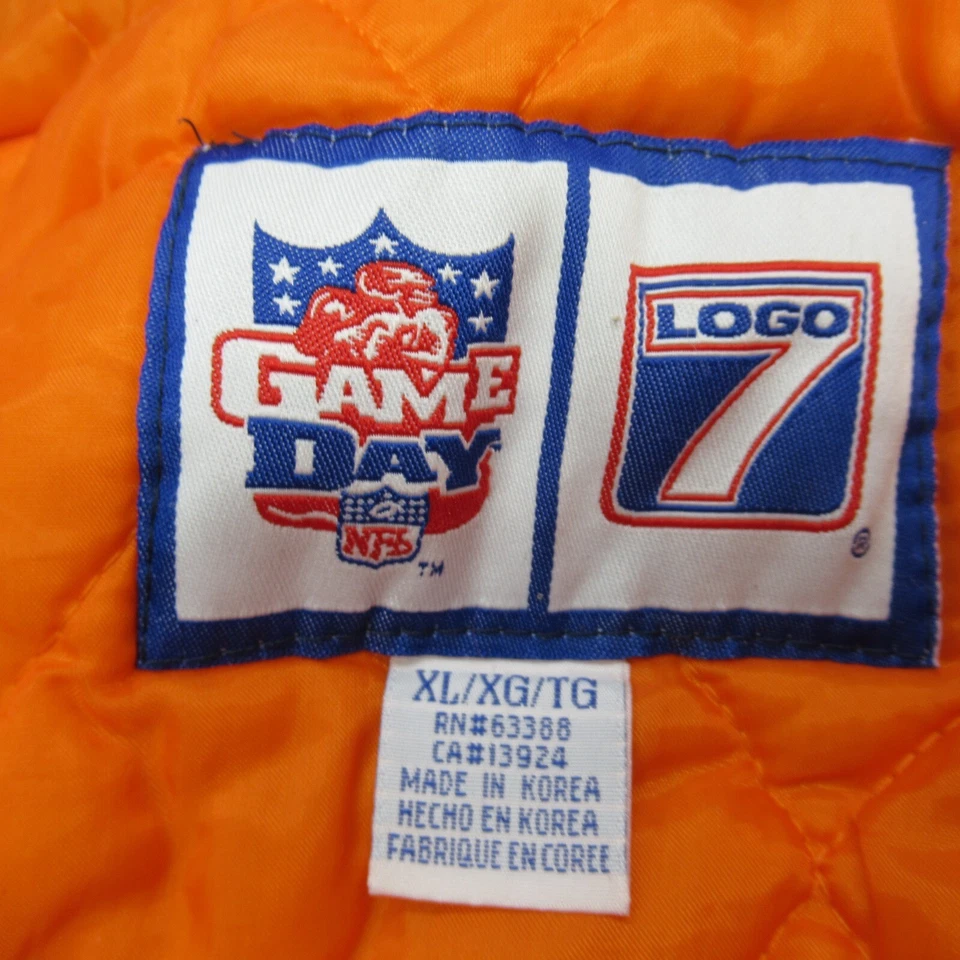 Chaqueta De Colección Denver Broncos Para Hombres XL Logo 7 NFL Azul Cremallera Completa Capucha Puffer Foto 4 de 4