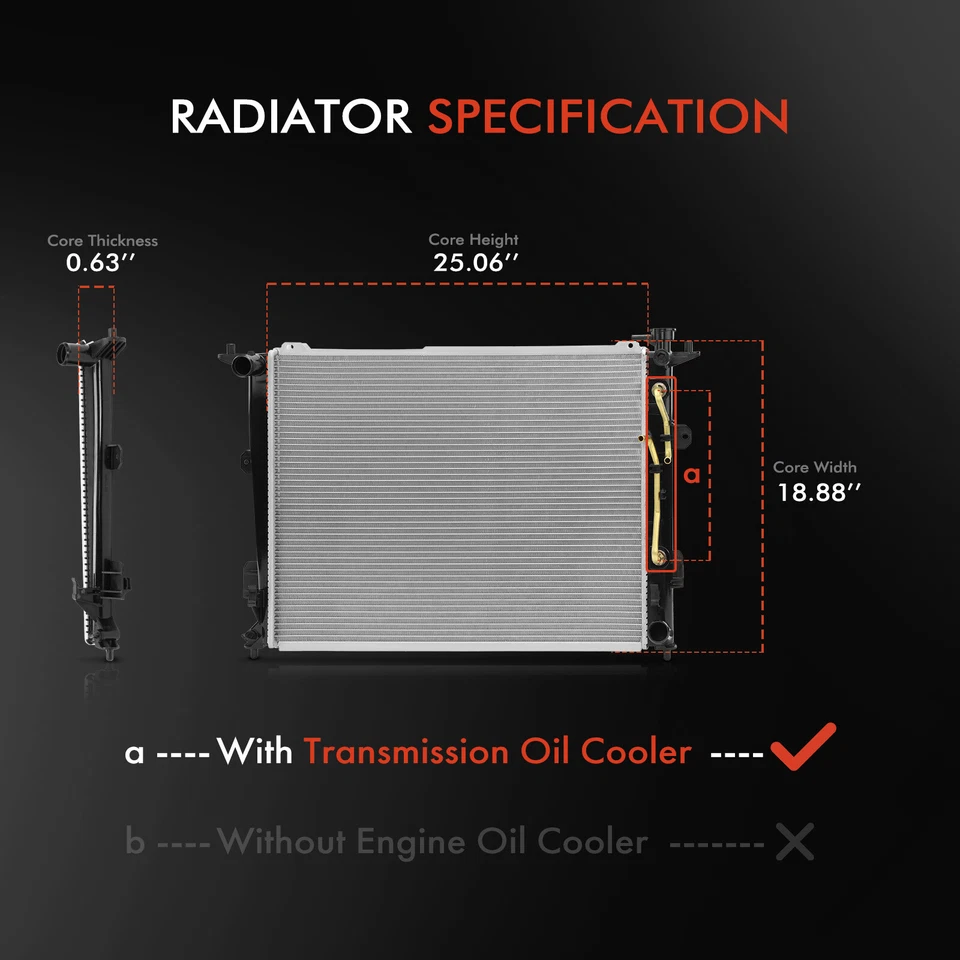 Radiador com refrigerador de óleo de transmissão para Hyundai Equus 2012 2013-2016 V8 5.0L - Imagem 2 de 4