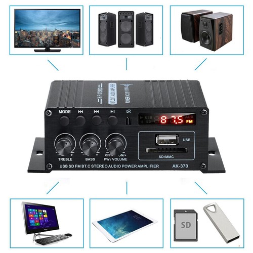 400W bluetooth Power Digital Amplifier HIFI FM Audio Home Car W/ Remote Control - Picture 7 of 12