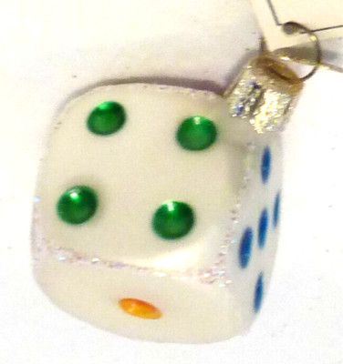 OWC Old World Christmas Blown Glass Dice #44026 gaming fate chance try your luck