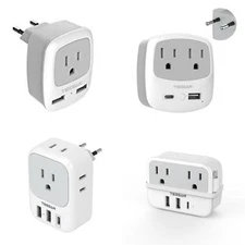 European Plug Travel Adapter with USB Ports Power Plug Charger for US to Europe