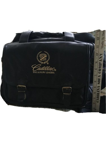 Vintage Cadillac The Luxury Leaders Black Leather Duffle Bag Luggage - Picture 3 of 8