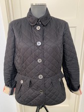 Women’s Burberry Brit Black Diamond Quilted Jacket Size L Vgc