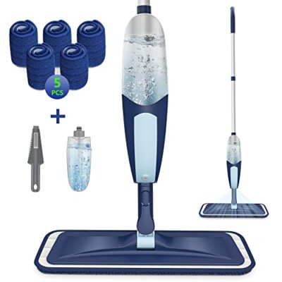 Spray Mop zur Reinigung von Böden Mikrofaser Bodenwischer Nass Staub Flachmopp mit 5