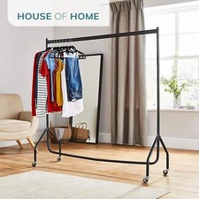 Heavy Duty Clothes Rail 4ft Long x 5ft Tall Black Quality Metal Stand Rack