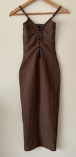 PRETTY LITTLE THING Size 6 Girls Women’s Fitted Dress Brown BRAND NEW TAGS C3