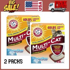 2 Packs Arm  Hammer Multi-Cat Superior Odor Control Clumping Cat Litter, 40lb B