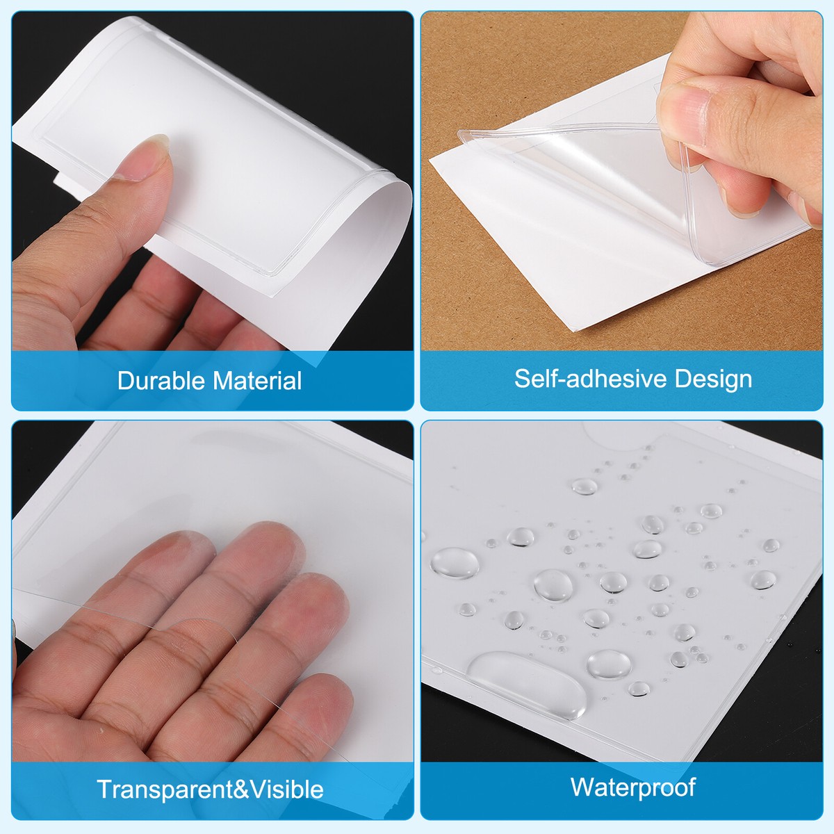 50 Pack Clear Adhesive Pockets For 4x6 Index Cards | Top-Loading Plastic  Sleeves For Labeling Bins, Organizing Photos Top Loading Card Sleeves