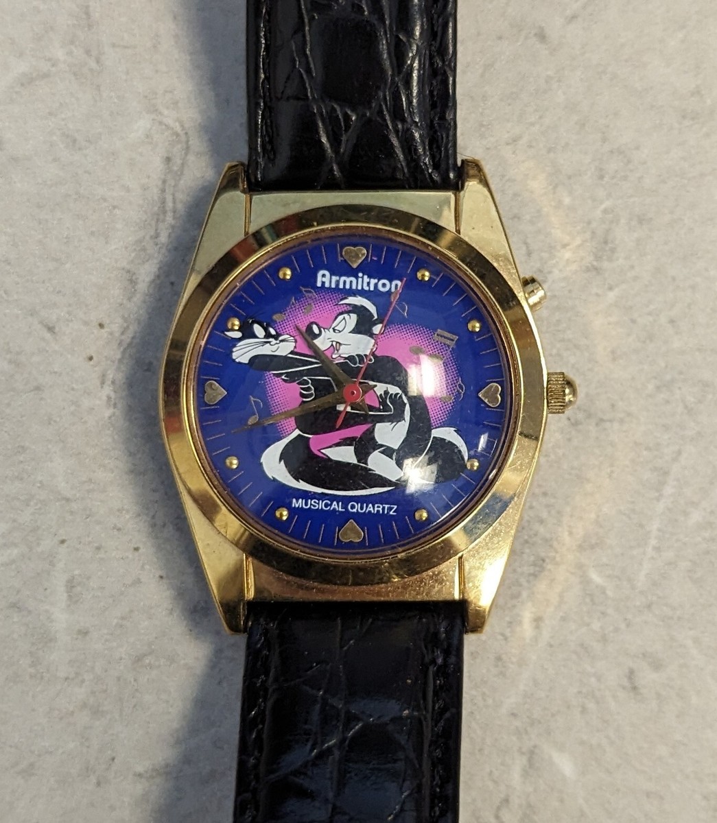 Armaton Pepalapue vintage watch 1995 PEPE LE PEW AND PENELOPE Armitron RARE Musical MENS  main image 4