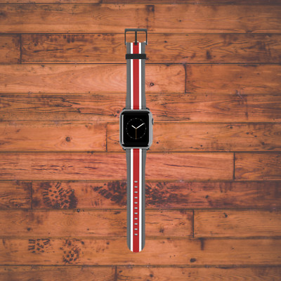 Scarlet and Gray Helmet Stripe Apple Watch Band