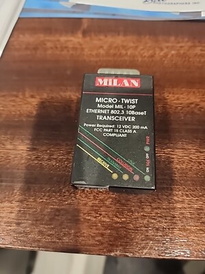 Milan Micro.Twist Ethernet 802.3 Transceiver MIL-10P 10BaseT 12v DC 200mA