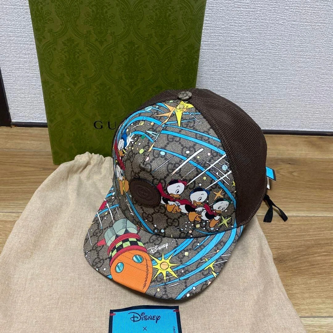 Casquette de baseball GUCCI Disney Donald GG logo suprême chapeau homme XL maille beige marron