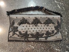 Vintage Bon Soir Black Beaded Evening Bag