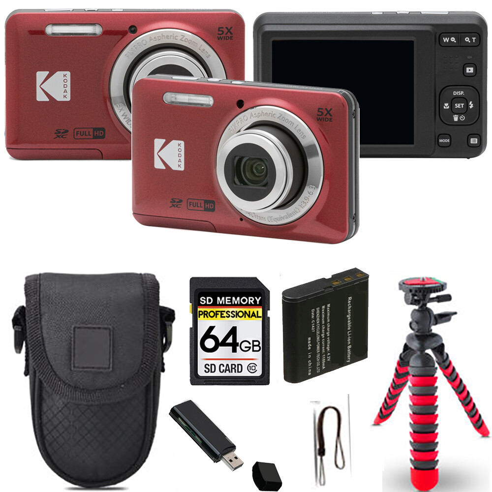【箱付き】KODAK PIXPRO FZ55 レッド Kodak PIXPRO FZ55 Digital Camera (Red)+Spider Tripod + Case