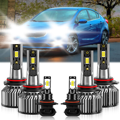 For Kia Optima 2019-2019 6Pcs LED Headlight High Low+Fog Light Bulbs Kit 26000LM