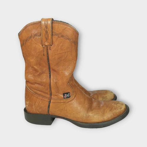 Men's Soft Leather Justin Boots Tan L4608 Size 7B - Picture 6 of 11