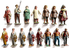 15 ASSORTED TOWN PEOPLE ORIGINAL ANTIQUE LEAD BARCLAY TYPE RAILROAD DISPLAY FOLK