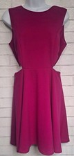 Lulus Dress Womens M Cut Out Waist Fit and Flare Magenta Pink Short Party Summer