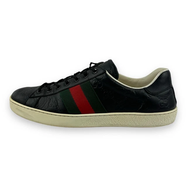Gucci GG Men’s Trainers Ace Stripe Monogram Black/White Size UK 6 EU 40