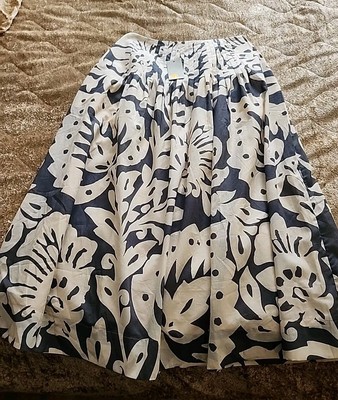 Boden Great British Style Cotton  Natural/Grey Printed Maxi Skirt Size 2P NWT