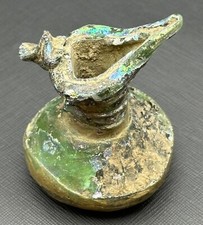 Ancient Roman Glass Bottle with Iridescent Patina unique Glass Decoration